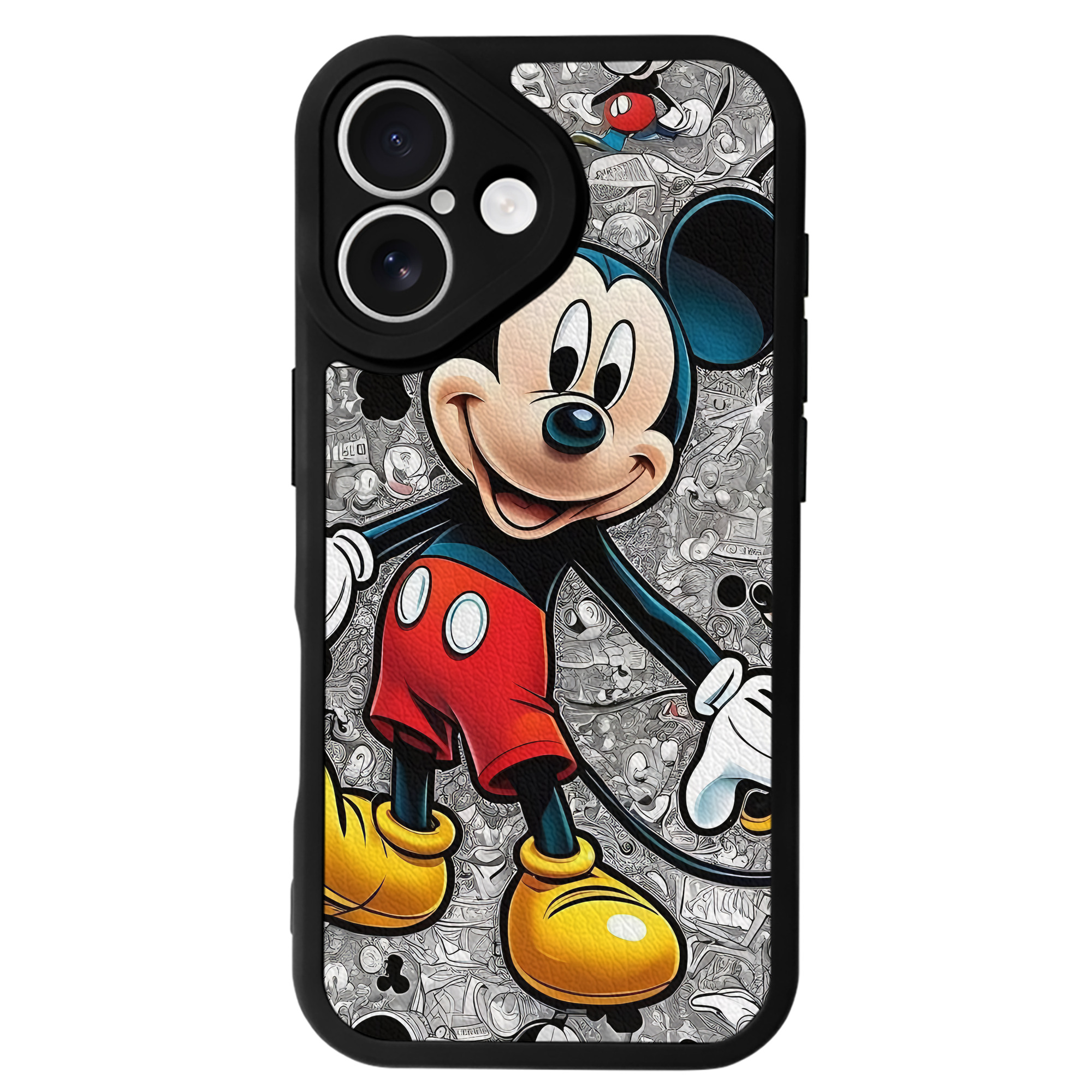（画像用） ミッキーマウス Mickey Mouse 【iPhone 16シリーズ対応】シリコンスマホケース（レザー調） 材質：シリコン